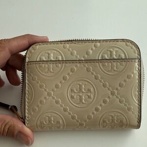 Tory Burch Tan Embossed Zip Wallet